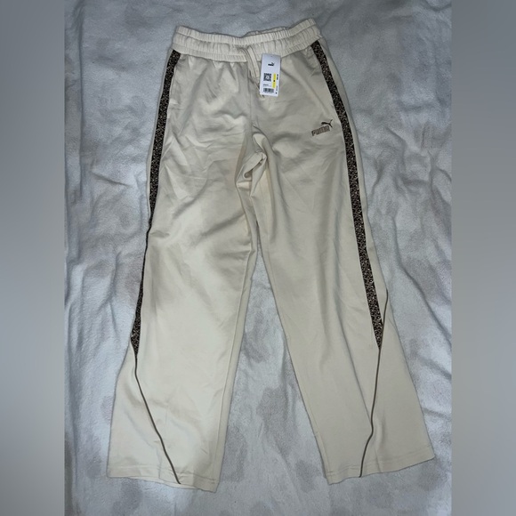 Puma Beige Track Pants with Animal Print Detail - Picture 1 of 4